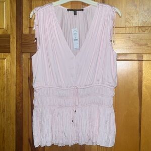 NWT White House Black Market Pale Pink Blouse Size Medium